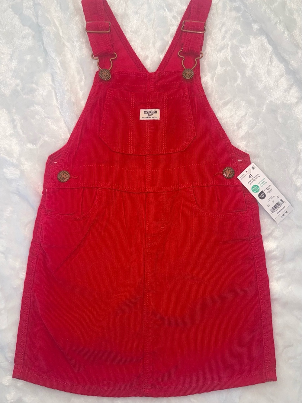 OshKosh B'gosh Bright Red Corduroy Pinafore Overall Dress
